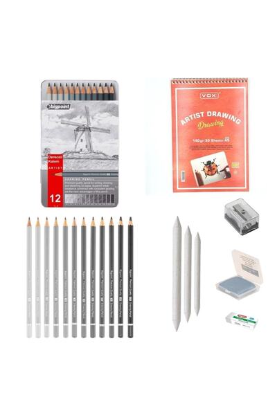 Bigpoint Sketch Starter Set 8 + Graduated Pen + A5 Notebook + Dispenser Set +...