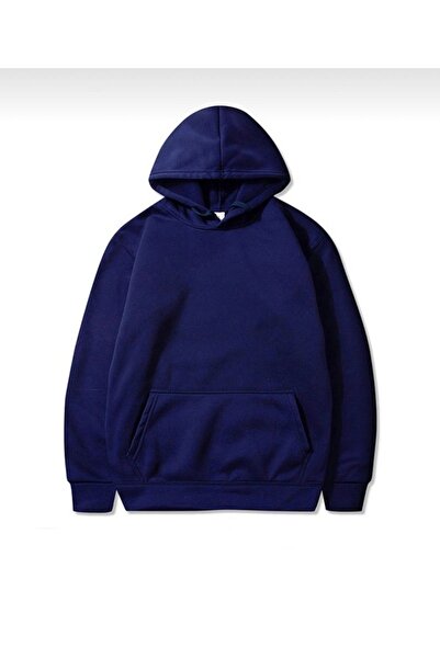 TA COLLECTİON Unisex Ναυτικό Μπλε Φούτερ με Κουκούλα, Στενή Γραμμή, Εσωτερικά...