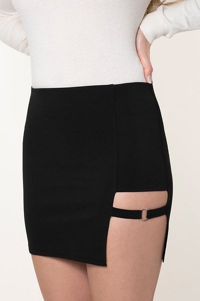 Soyo Fusta mini cu inel negru de damă