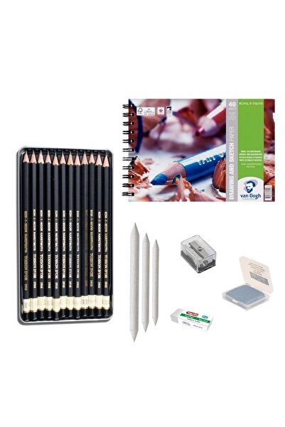 Koh-i Noor مجموعة رسم للمبتدئين 1 + قلم رصاص متدرج + دفتر ملاحظات مقاس A5 + م...