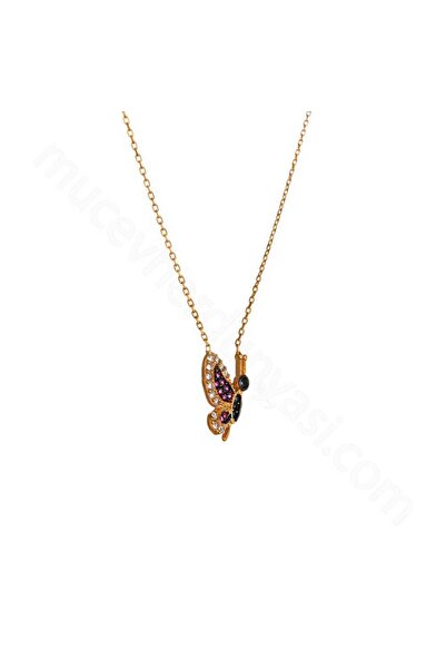 Mücevher Dünyası 22 Ayar Taşlı Kelebek Altın Kolye - 2,87 Gr. - 42 Cm.
