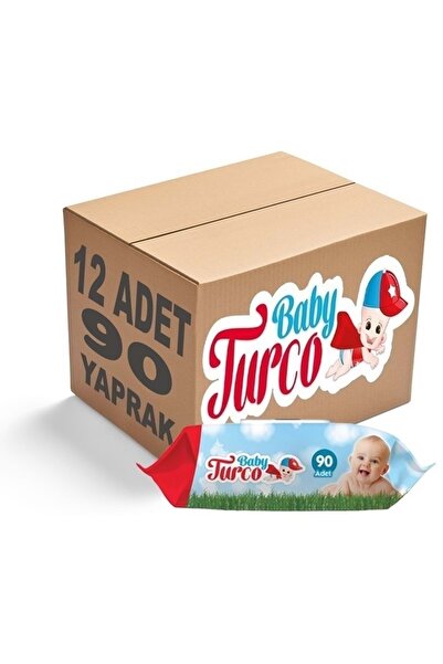 Baby Turco Islak Havlu Mendil Klasik 90 Yaprak 12 Li Set Plastik Kapaklı 1080...