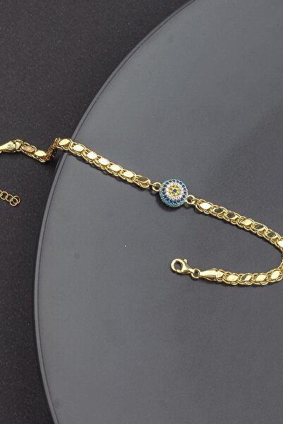 LINTERNA 925 Ayar Gümüş Pullu Zincirli Nazar Bileklik