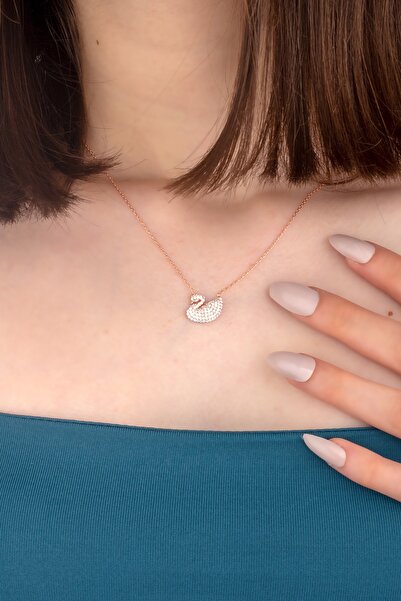 Miavi Silver 925 Ayar Gümüş Taşlı Kuğu Kolye