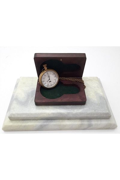HEDİYE FİKRİ Brass Wooden Box Sailboat Chain Clock, Roman Numeral, in Special Box