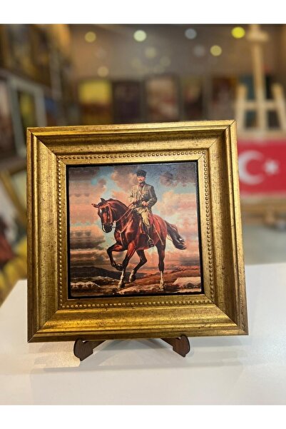 beedene Atatürk Çerçeveli Doğal Taş Tablo Masaüstü Duvar Dekor