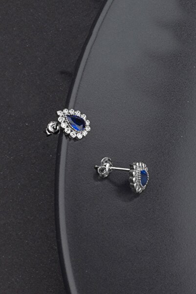 LINTERNA 925 Ayar Gümüş Safir Damla Model Küpe