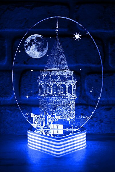 Hediye Kovanı 3D View Led Lamp with Galata Tower Image