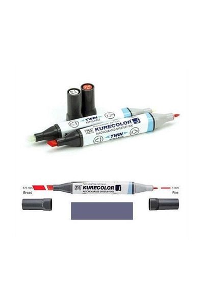 Zig Zıg Kurecolor Twin S Marker Kc3000 Double End Graphic Marker No:827 Blue Gray 4