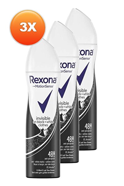 Rexona Invisible On Black + White Clothes 48h Kadın Deodorant 150 Ml. Üçlü Paket