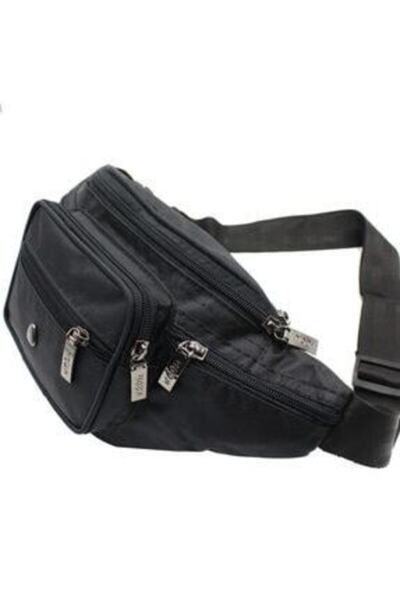 MODA 1296 Geantă din material textil cu mai multe compartimente-negru