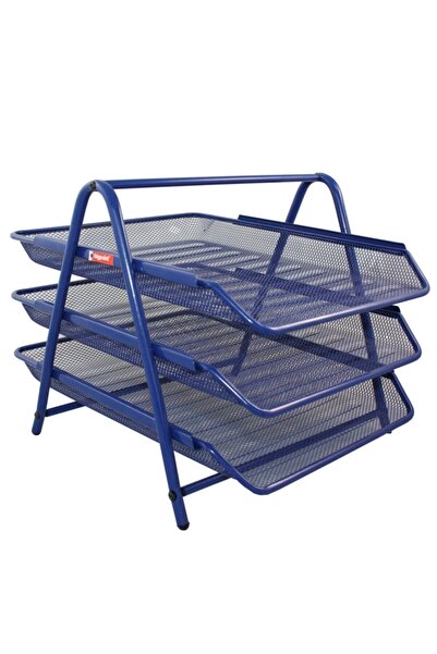 Bigpoint Metal Perforated Document Shelf 3 Pieces Blue