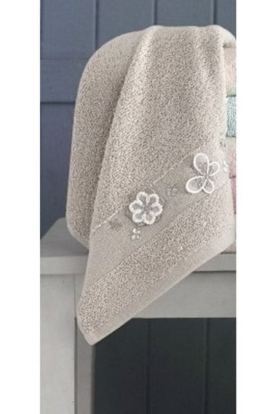 Turkar-Arliva Arliva Home Dora - Πετσέτα προσώπου 50x90 σε μπεζ χρώμα, γκλίτερ και μοτίβο πεταλούδας