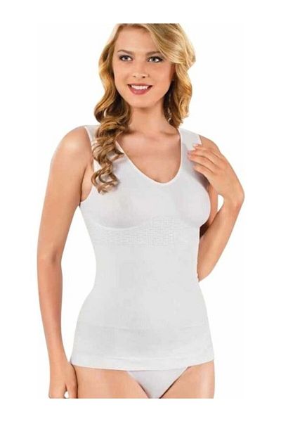 Form Time Women's Wide Strap Corset White Undershirt 6044