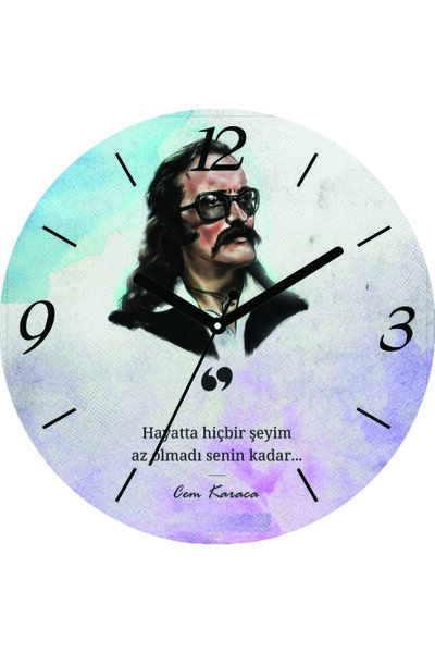 ART HEDİYE Cem Karaca Ceas de perete din sticlă reală cu modele ușor bombate