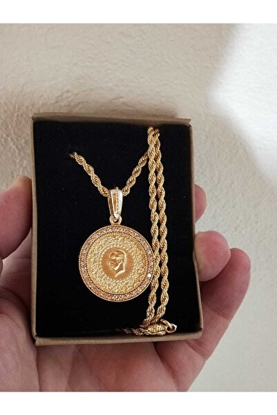 GEZERGOLD TAKI Kadın Yarım Kolye 22 Ayar Altın Kaplama Zirkon Taşlı