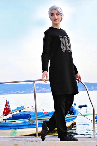 CNG MODA Stoned Black Tracksuit Set