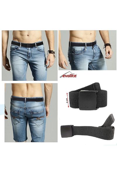 gaman Unisex Stretch Belt 4x125 Flexible Polyester Black