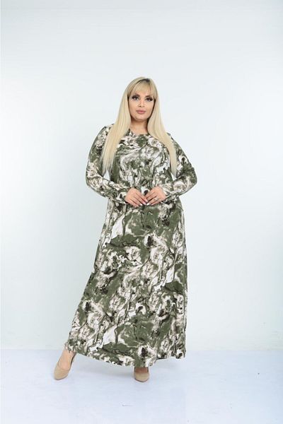 Mezura Women's Plus Size Long Sleeve Viscose Combed Cotton Hijab Suitable Long Dress