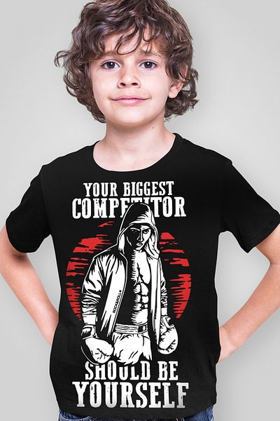 ROCKANDROLL Tricou cu mânecă scurtă Boxer negru de neegalat pentru băiat