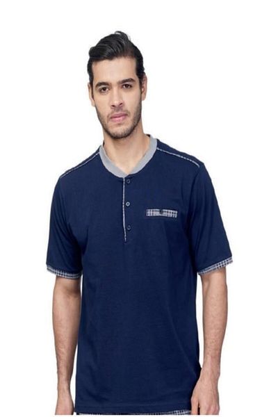 Çift Kaplan 8636 Cotton Six Checkered Men's Pajamas Set