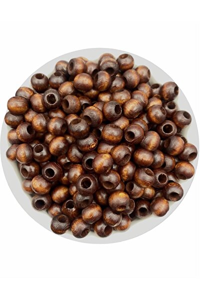 Hedef Bijuteri Ahşap Boncuk, 10mm Kahverengi Ahşap,tahta Boncuk (50GR,~160 ADET BONCUK)