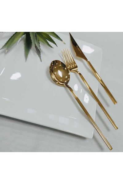 BRONDOFF Gold Color Titanium Fork Spoon Knife Set 36 Pieces