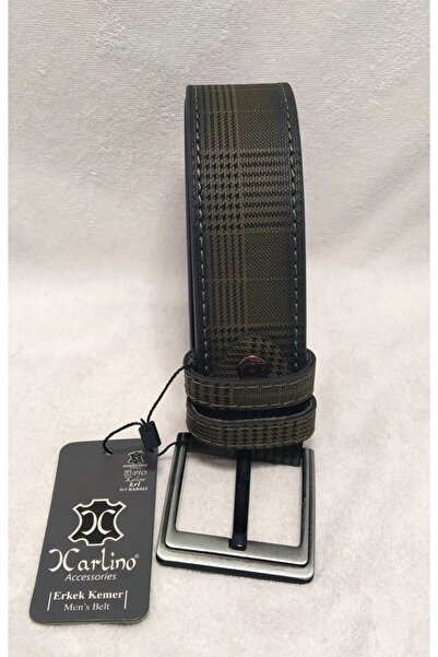 Carlino Erkek Haki Ekose Kemer