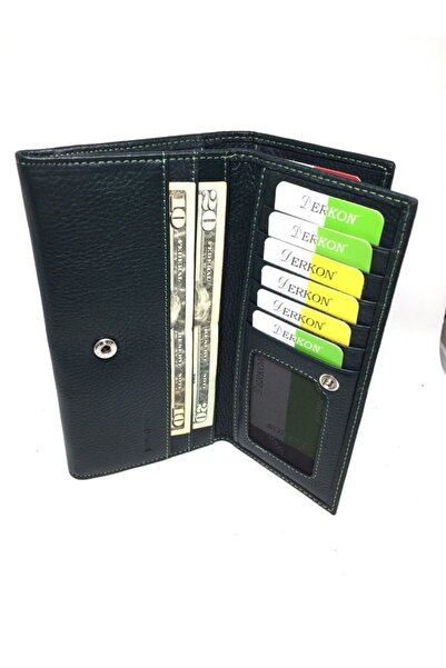 DERKON Portofel util pentru femei cu husă dublă din piele naturală