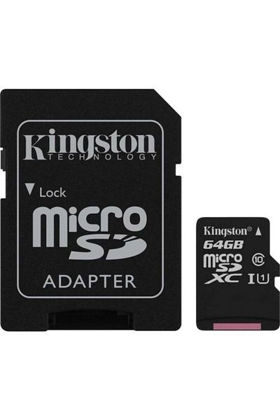 Kingston كينغستون 64 جيجابايت مايكرو Sdxc قماش Cl10 Sdcs/64 جيجابايت