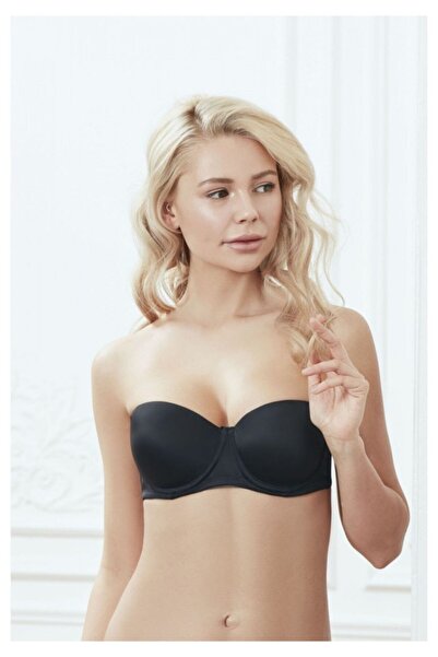 STL Anıl Дамски черен сутиен с банели, ежедневна поддръжка, подплатен, push-u...