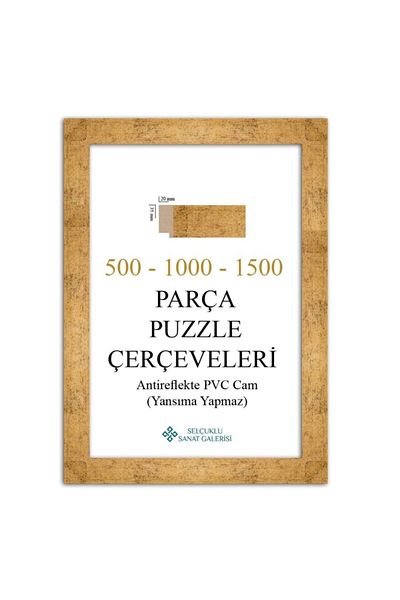Selçuklu Sanat Puzzle Frame 30 Mm 34x48 Cm (500 Pieces) Antique Gilt