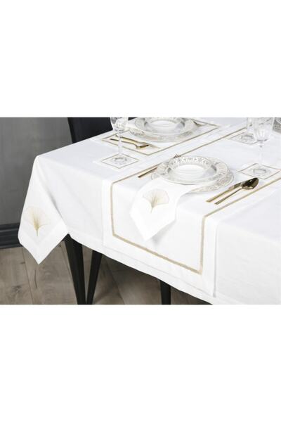 caka home design RUNNER İRİS NAKIŞLI KETEN EFEKTLİ ( ALTIN SİM )