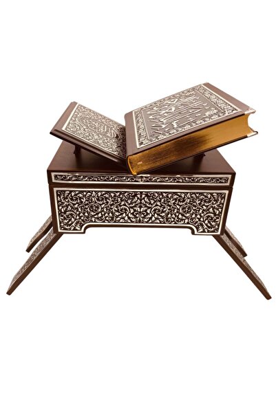 Hat Yazı Kuranı Kerim Gümüş Kaplamalı Sandıklı Rahleli Hy-218