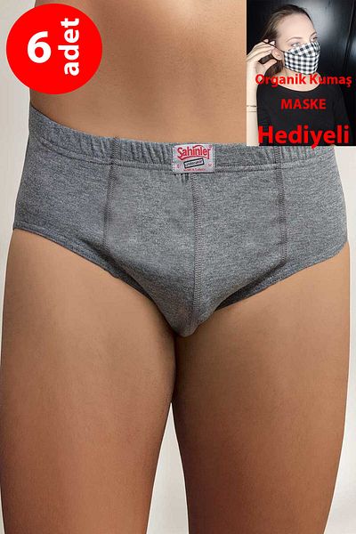 Şahinler Men's Gray 6-Pack 100% Cotton Briefs Me009
