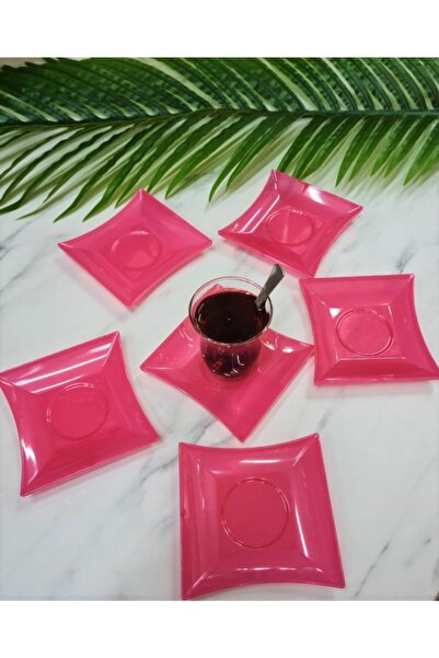 MATARMUTFAK Pembe Çay Tabağı Plastik 6 Adet Takım