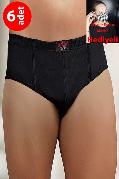 Şahinler Men's Black 6-Pack 100% Cotton Briefs Me009