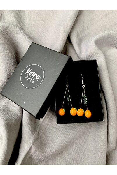 Vetro Arte El Yapımı Cam Portakal Küpe