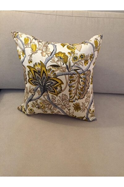 Finezza Gardens Flower cu imprimeu Pernă din țesătură de bumbac crem/verde 45...