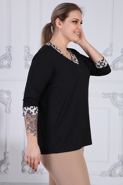 Gül Moda Μαύρη γυναικεία μπλούζα μεγάλου μεγέθους