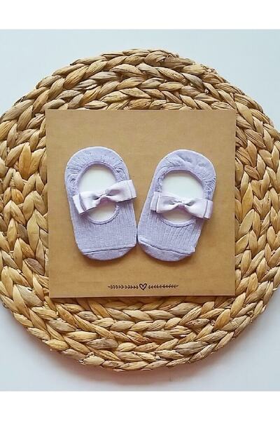 Asa Bebek Çocuk Baby Girl Lilac Satin Bow Ballerina Socks