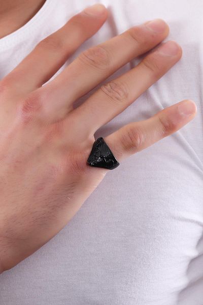 LABALABA Men's Black Oxide Plated Little Finger Ring