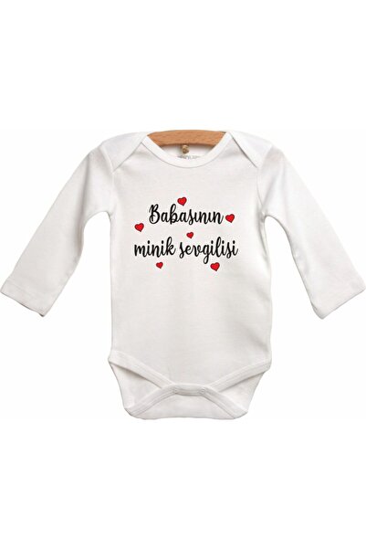 venüsdijital Father's Little Lover Valentine's Day Printed Baby Bodysuit
