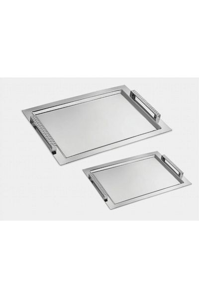ÖzSa Home Stainless Steel Double Handle Tray