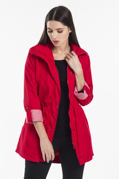 ladyzey Women's Gathered Waist, Side Pocket, Foldable Sleeve Lined Trench Coat