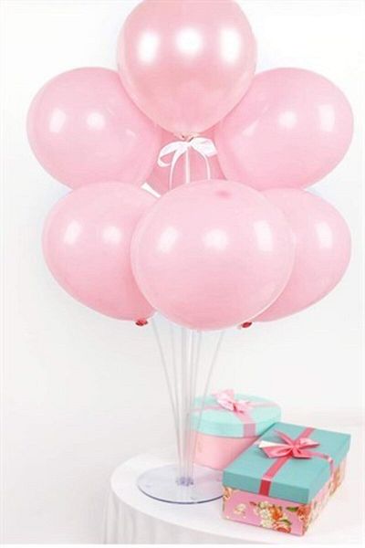 Çemrek Süs Parti Macaron Pink Balloon Stand - 1 Stand and 10 Balloons