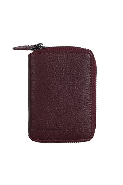 Esgue Zippered Claret Red Leather Wallet