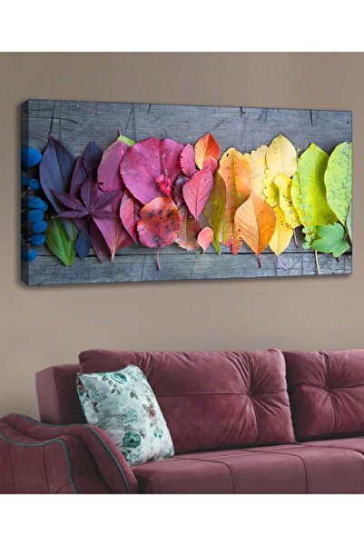 KanvasSepeti 120x60cm Yatay Renkli Solmuş Sonbahar Yapraklı Kanvas Tablo Canv...