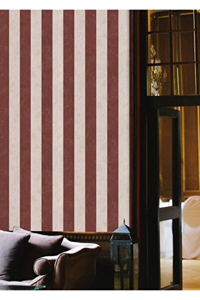 Genel Markalar Retro Bordo Renk Zebra Desenli Duvar Kağıdı 5002-02