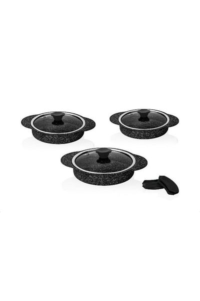 Taç Granit Plus 3-Piece Saucepan Set with Plug/Pull-Out Silicone Handle